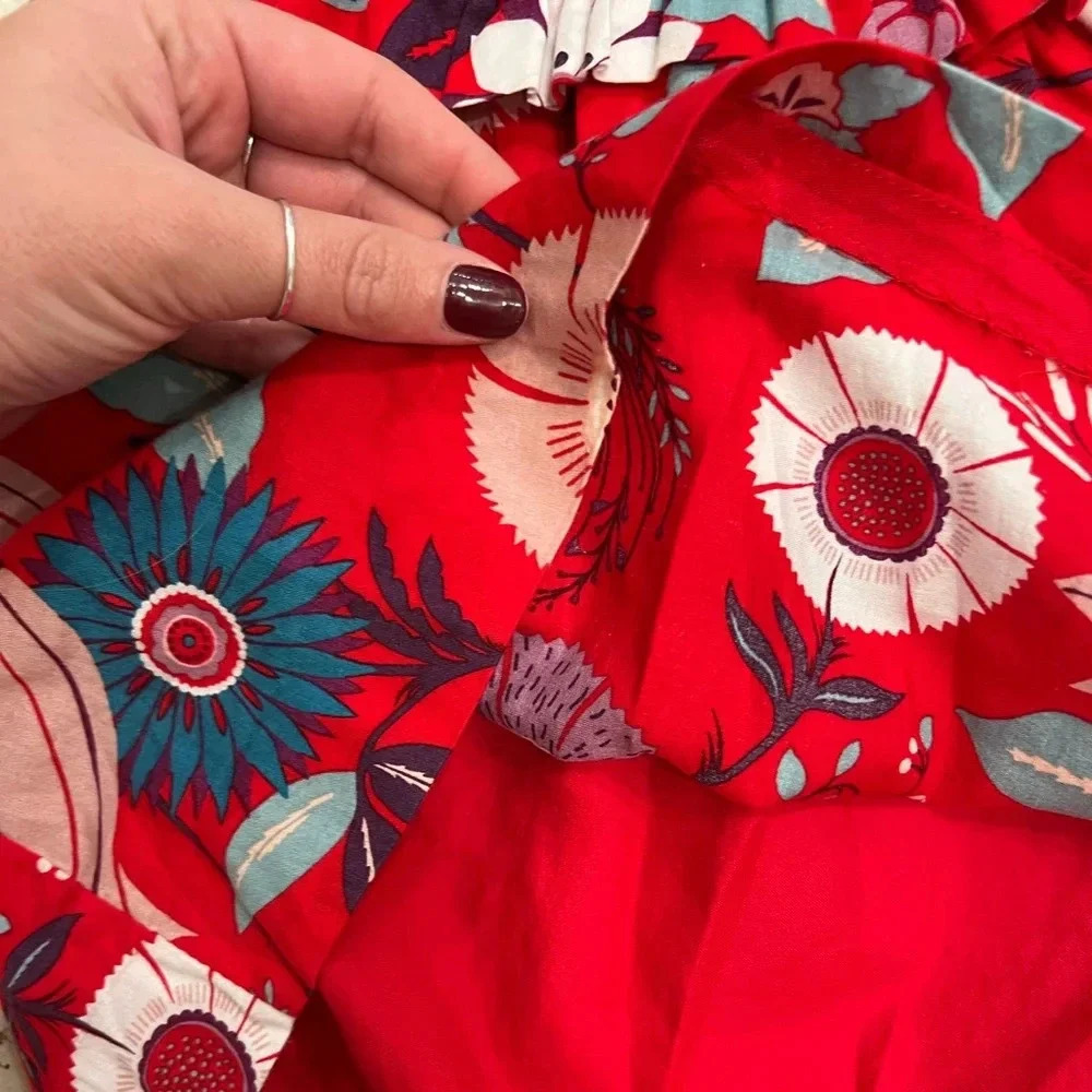 Tea Collection Floral Red Ruffle Dress - Picture 6 of 6